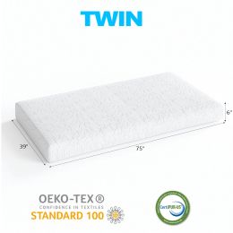6 Inch Twin Mattress, White Memory Foam Mattress - Medium Soft Support, Breathable & Comfortable for Kids, Teens, Dorms & Guest Rooms