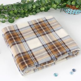Blancho [Scotch Plaids - Brown/White] Soft Coral Fleece Throw Blanket (59 by 74.8 inches)